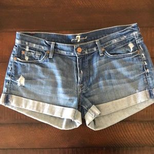7 For All Mankind Shorts - 7 For All Mankind cuffed distressed midi shorts 7 For All Mankind Shorts - 7 For All Mankind cuffed distressed midi shorts